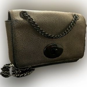 Coach mini chain crossbody in metallic leather
